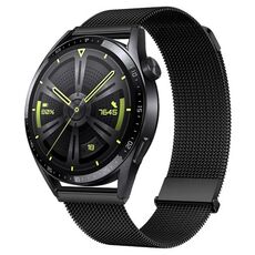 Per Huawei Watch GT3 46mm Milan cinturino doppio acciaio magnetico in maglia (nero)