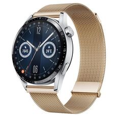 Per Huawei Watch GT3 46mm Milan cinturino doppio acciaio magnetico in maglia (oro rosa)