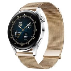 Per Huawei Watch3 / Watch3 Pro Milan cinturino con doppia maglia magnetica in acciaio (oro rosa)