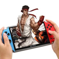 Powkiddy X12 Plus Retro Classic Games Console di gioco portatile con schermo HD da 7 pollici e memoria da 16 GB, supporto MP4 / E-book (rosso + blu)