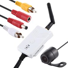 Trasmettitore video HD WiFi 903S per auto, con videocamera posteriore tipo mini farfalla (bianca)