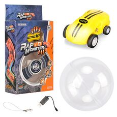S618 Mini giocattolo rotante a 360 gradi per auto da corsa modello tascabile laser ad alta velocità (giallo)