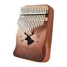 17 tono Acacia Wood Thumb Piano Kalimba Strumenti musicali (Brown-Reindeer)