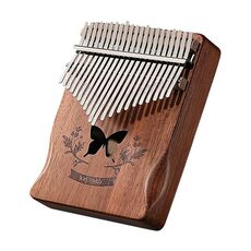21 Tono Acacia Wood Thumb Piano Kalimba Strumenti musicali (Caffettiera-farfalla)
