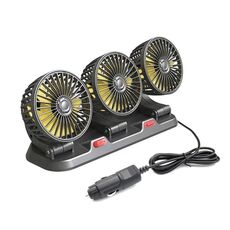 F4310 Ventilatore a tre teste per auto regolabile con rotazione a 360 gradi, stile: accendisigari 12V