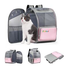 FUNADD Zaino pieghevole per animali domestici traspirante Spalle per esterni Borsa per gatti (rosa)