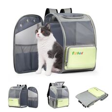 FUNADD Zaino per animali domestici pieghevole traspirante Spalle per esterni Borsa per gatti (giallo)