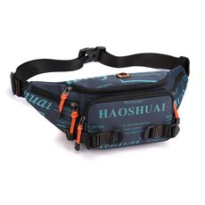 HAOSHUAI 5135 Marsupio da uomo all'aperto Borsa da uomo in tessuto di nylon impermeabile (blu scuro)