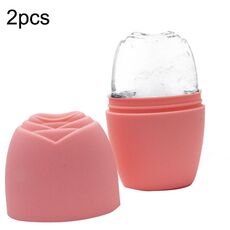 2pcs L-03-01 Face Ice Apparatus Massage Ice Roller Beauty Makeup Silicone Face Ice Tray (Vitality Orange)
