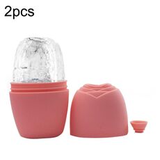 2 pezzi L-03-01 Apparecchio per il ghiaccio per il viso Massaggio Rullo per il ghiaccio Trucco di bellezza Vassoio per il ghiaccio per il viso in silicone (Vitality Orange With Hole)