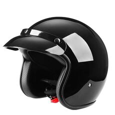 BYB 701 Casco moto retrò per tutte le stagioni, taglia: XL (nero brillante)