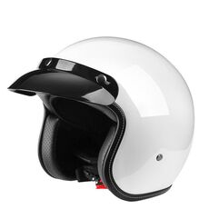 BYB 701 Casco moto retrò per tutte le stagioni, taglia: XXL (bianco brillante)