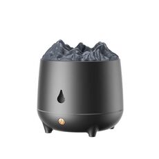 Macchina per aromaterapia domestica con umidificatore a fiamma di simulazione HS01 con luce notturna (nero)