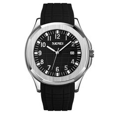 SKMEI 9286 Orologio al quarzo impermeabile da uomo multifunzionale per sport all'aria aperta (cintura nera tagliatelle nere)