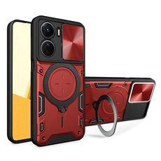 Per vivo Y16 CD Texture Custodia per telefono con supporto magnetico camshield scorrevole (rosso)