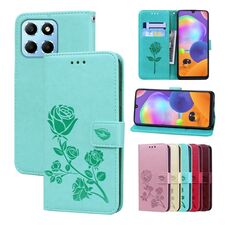 Per Honor X8 5G/Play6C 5G/X6 4G/X6S/70 Lite Custodia per telefono in pelle sintetica con vibrazione in rilievo rosa (verde)