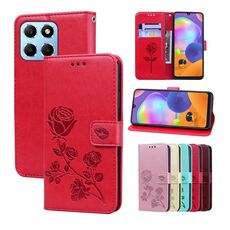 Per Honor X8 5G/Play6C 5G/X6 4G/X6S/70 Lite Custodia per telefono in pelle sintetica con vibrazione in rilievo rosa (rosso)