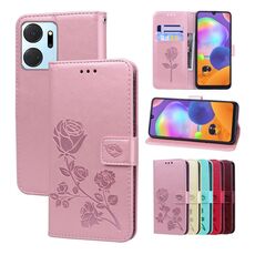 Per Honor X7a/Play7T Custodia per telefono in pelle sintetica con flip in rilievo rosa (oro rosa)