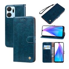 Per Honor X7a/Play7T Custodia per telefono in pelle con trama cerata ad olio (blu)