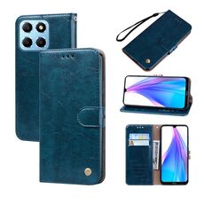 Per Honor X8 5G/Play6C 5G/X6 4G/X6S/70 Lite Custodia per telefono in pelle con trama cerata ad olio (blu)