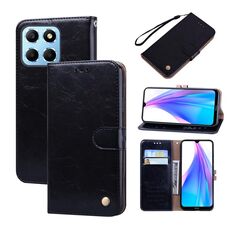 Per Honor X8 5G/Play6C 5G/X6 4G/X6S/70 Lite Custodia per telefono in pelle con trama cerata ad olio (nero)