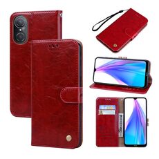Per Honor 50 SE Custodia per telefono in pelle con trama cerata ad olio (rosso)