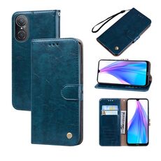 Per Honor 50 SE Custodia per telefono in pelle con trama cerata ad olio (blu)