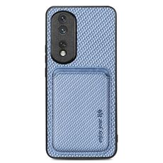 Per Honor 80 Pro Custodia per telefono Magsafe in pelle in fibra di carbonio (blu)
