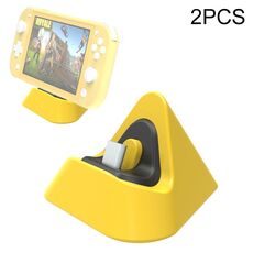 2 PZ DOBE TNS-19062 Host Charging Bottom Portable Triangle Gioco Caricabatterie per interruttore / lite (giallo)