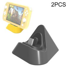 2 PCS DOBE TNS-19062 Host Charging Bottom Portable Triangle Gioco Caricabatterie per interruttore / lite (grigio)