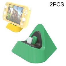 2 PCS DOBE TNS-19062 Host Charging Bottom Portable Triangle Gioco Caricabatterie per interruttore / lite (Dynamic Green)