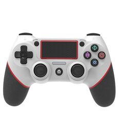 Gamepad gommato Bluetooth wireless per PS4 (bianco rosso)