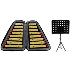 JZ-35 16-tono a doppia fila CARILLON ORFF Strumento percussioni, colore: dorato con scaffale