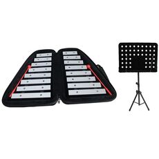 JZ-35 16-Tone Double Row Carillon Orff Strumento percussioni, Colore: argento con scaffale