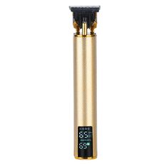 USB Ricaricabile Display Digitale Incisione Coltello in Ceramica Tagliacapelli Elettrico (Display Digitale Oro)