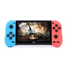X50 Console di gioco retrò portatile con schermo da 5,1 pollici Memoria 8G con oltre 6000 giochi (rosso + blu)