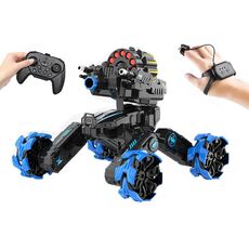 DM-518 Auto telecomandata a spruzzo di pneumatici a quattro ruote da battaglia, specifica: Bomba morbida a doppio controllo (blu)