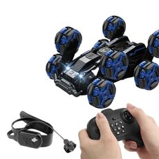 DM-558 Auto telecomandata per acrobazie acrobatiche a otto ruote, specifica: doppio controllo (blu)