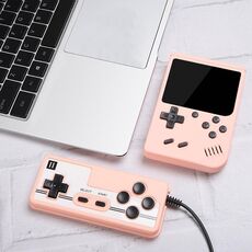 MK800 raddoppia 3.0 pollici Macaron Mini console di gioco portatile 800 giochi integrati (rosa)