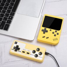 MK800 raddoppia 3.0 pollici Macaron Mini console di gioco portatile 800 giochi integrati (giallo)