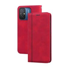 Per Xiaomi Redmi 12C/11A 4G Global/Poco C55 Custodia per telefono in PU con vibrazione orizzontale magnetica aziendale smerigliata (rosso)