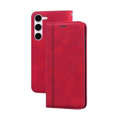 Per Samsung Galaxy S23 + 5G Custodia per telefono in PU con vibrazione orizzontale magnetica aziendale smerigliata (rosso)