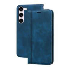 Per Samsung Galaxy S23 5G Custodia per telefono in PU con vibrazione orizzontale magnetica aziendale smerigliata (blu)