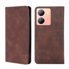 Custodia in pelle magnetica per vivo Y78 5G Skin Feel (marrone scuro)