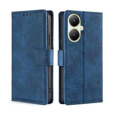 Per vivo Y35+ 5G Skin Feel Custodia in pelle con chiusura magnetica in coccodrillo (blu)