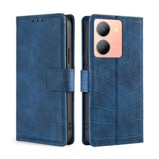 Custodia per telefono in pelle con chiusura magnetica in coccodrillo per vivo Y78 5G Skin Feel (blu)