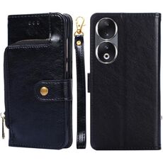 Custodia per cellulare in pelle con cerniera per Honor 90 5G (nera)
