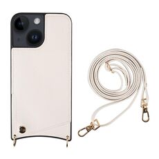 Per iPhone 14 Fish Tail Card Slot PU + Custodia per telefono in TPU con cordino lungo (bianco)
