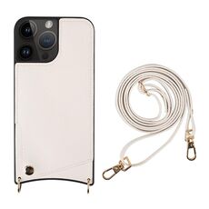 Per iPhone 14 Pro Max Fish Tail Card Slot PU + Custodia per telefono in TPU con cordino lungo (bianco)
