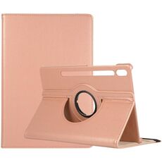 Per Samsung Galaxy Tab S9 Supporto per rotazione a 360 gradi Custodia per tablet in pelle con texture Litchi (oro rosa)